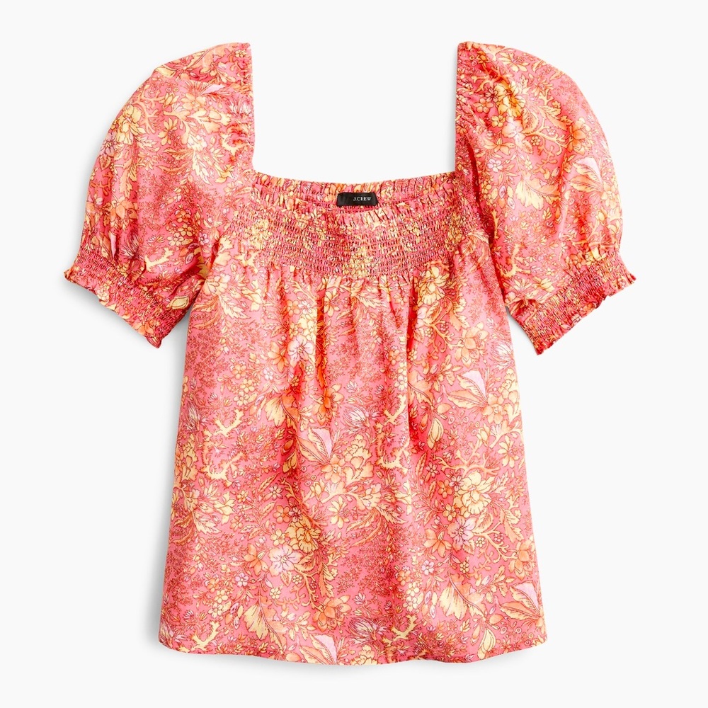 J. Crew Square Neck Smocked Top